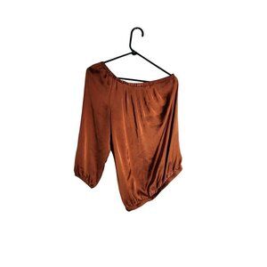 Outback Red Womens S One Sleeve Rust Orange Top Blouse 100% Polyester